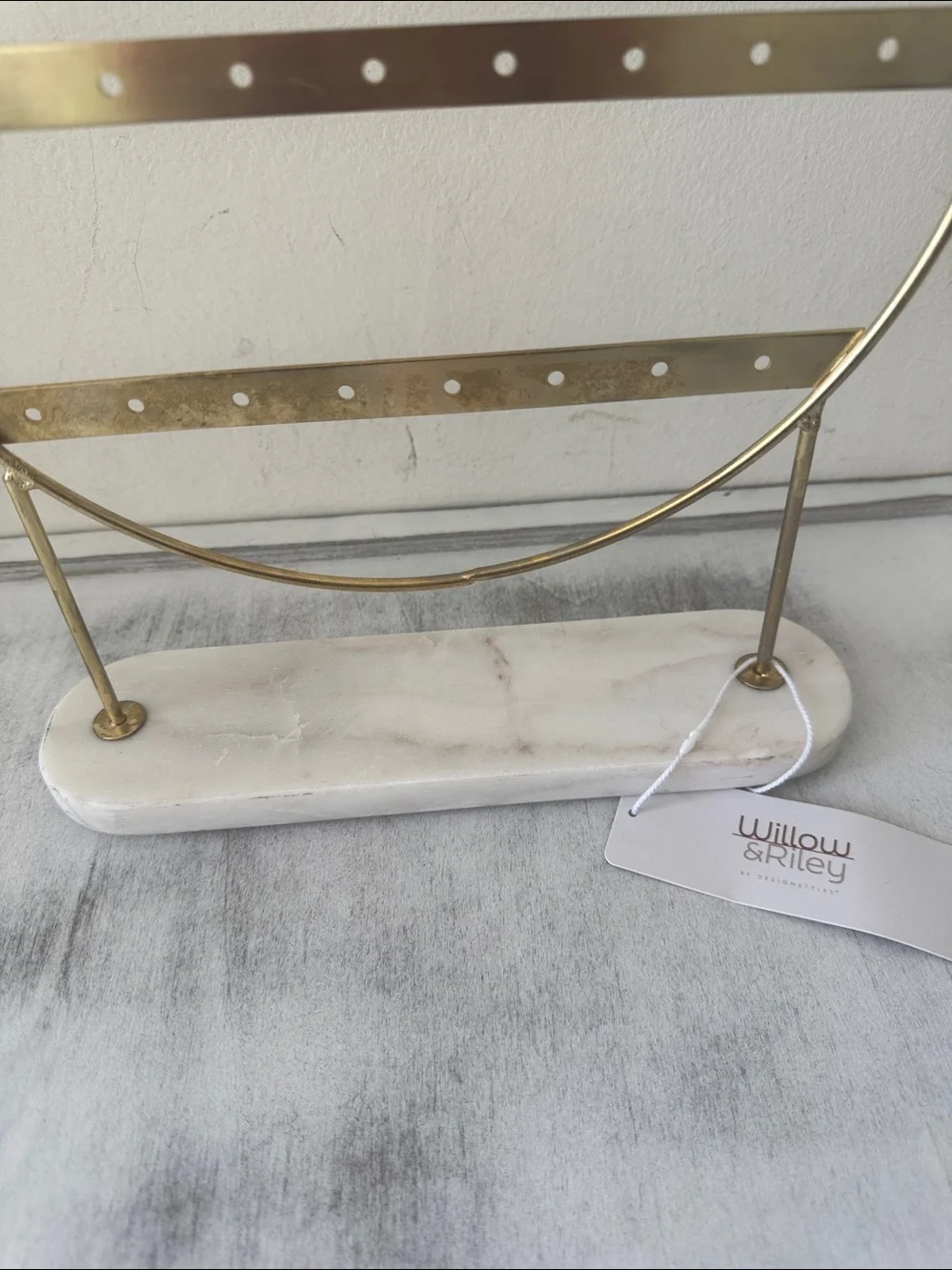 Willow & Riley Gold Tone Metal Earring Display Stand W Marble base